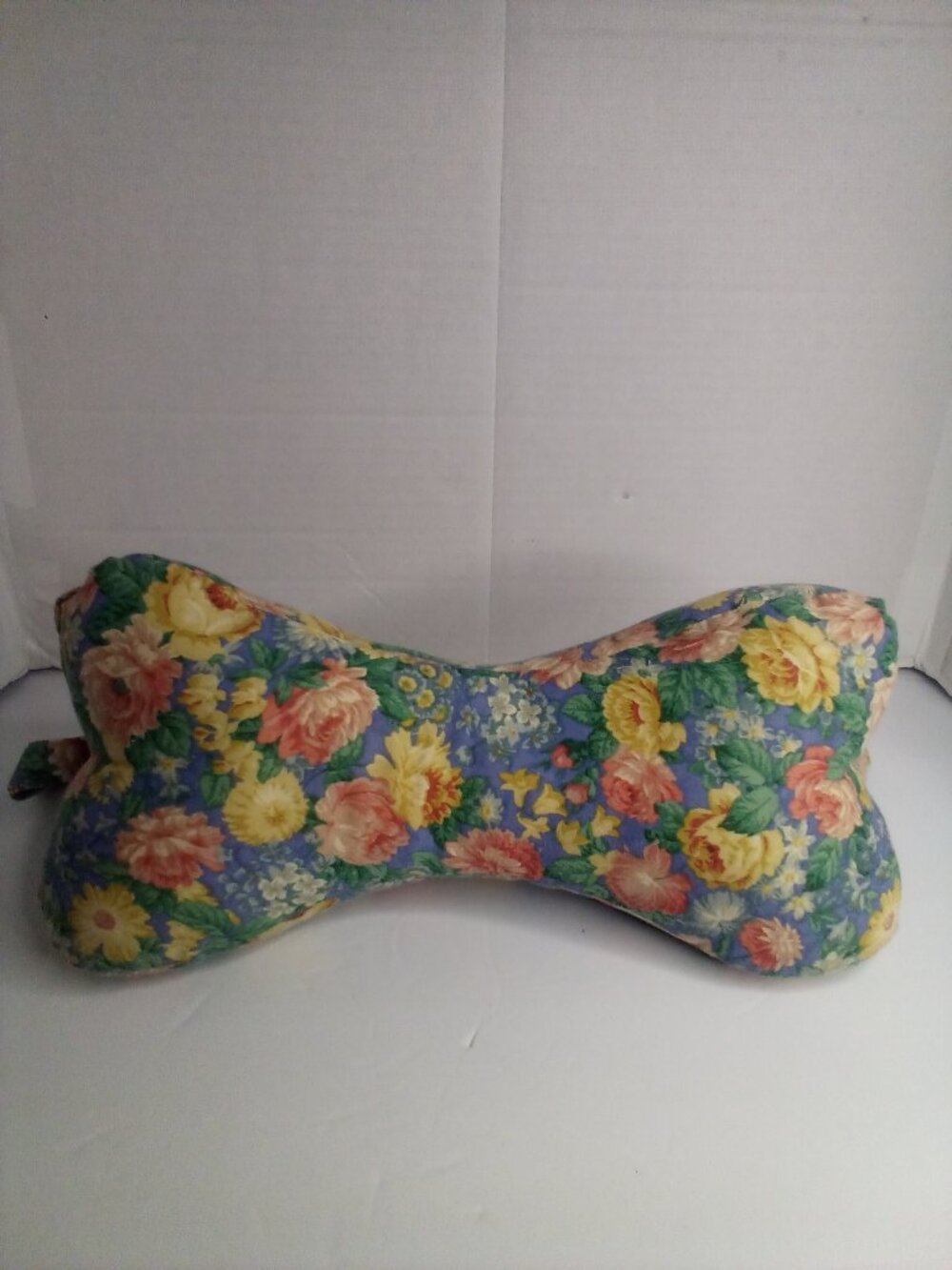 3 Side Neck Pillow Dog Bone Shape Vintage Floral Cottagecore Handmade